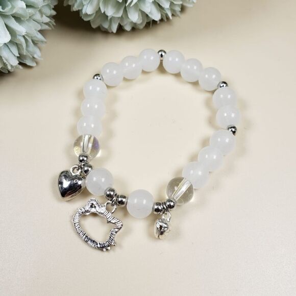 Brand New Hello White White Stones With Silver Rhinestone Bracelet - Picture 3 of 6
